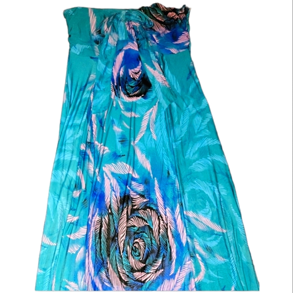 Women's Strapless Tropical Print Maxi Dress